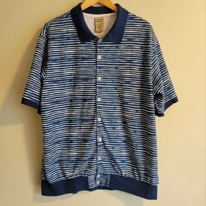Vintage Men's Striped Button Down Polo Scandia Woods, XL